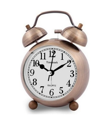 Mini réveil analogique bronze avec alarme