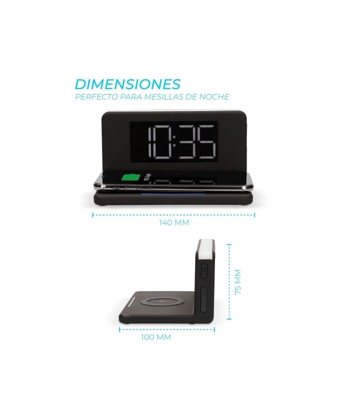 Montre-Réveil avec Chargeur Sans Fil Ksix Qi