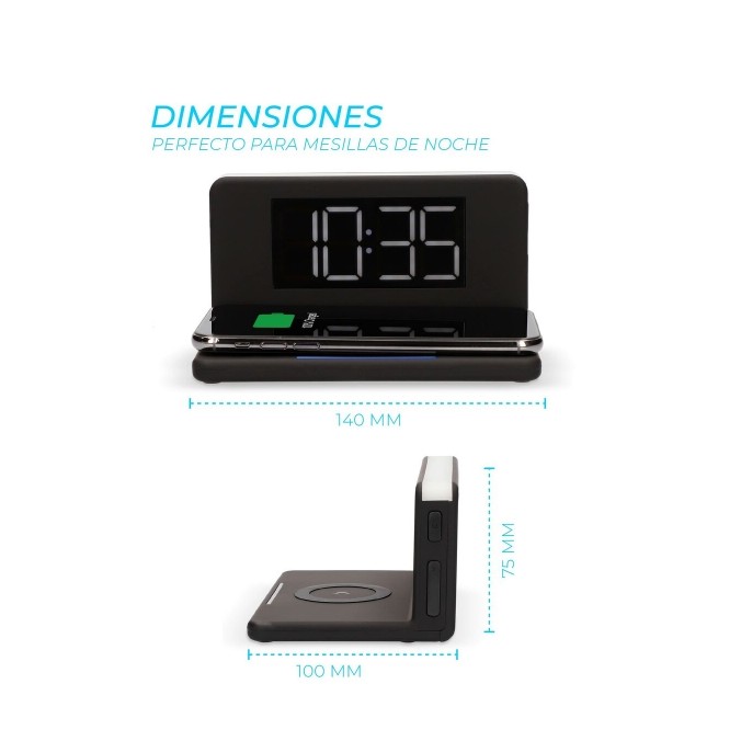 Montre-Réveil avec Chargeur Sans Fil Ksix Qi