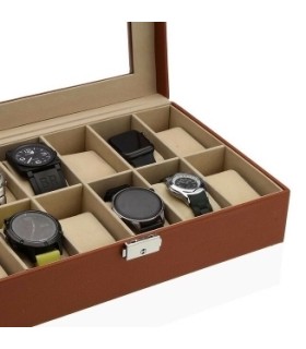 Boîte à montre de collection Marron 12 rangements