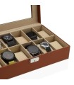 Boîte à montre de collection Marron 12 rangements