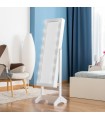 Armoire à bijoux sur pied blanche avec miroir intégré, éclairage LED et rangement interne