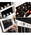 Armoire à bijoux sur pied blanche avec miroir intégré, éclairage LED et rangement interne