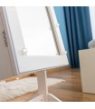 Armoire à bijoux sur pied blanche avec miroir intégré, éclairage LED et rangement interne