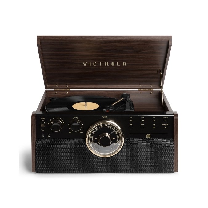 Tourne disque radio FM Victrola bois et Or