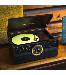 Tourne disque radio FM Victrola bois et Or