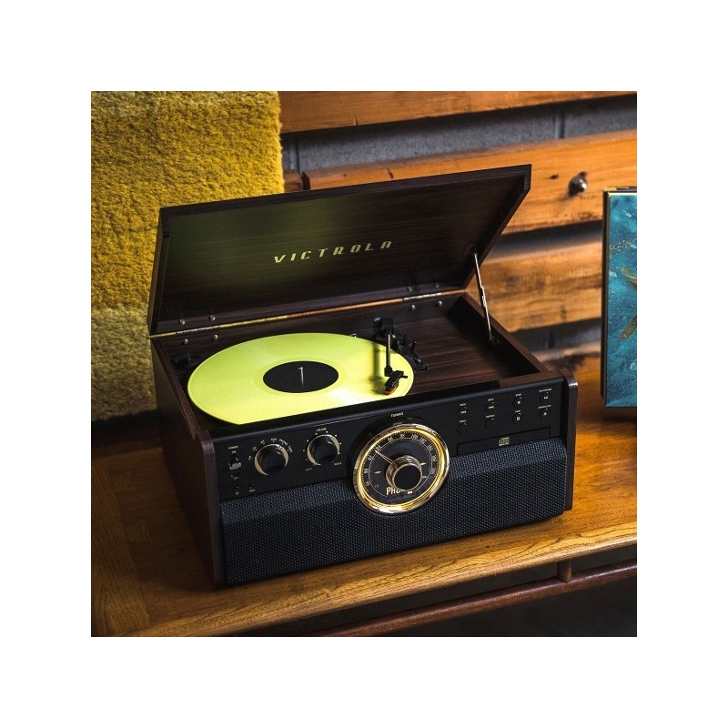 Tourne disque radio FM Victrola bois et Or