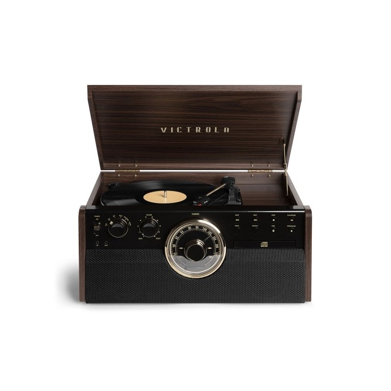 Tourne disque radio FM Victrola bois et Or