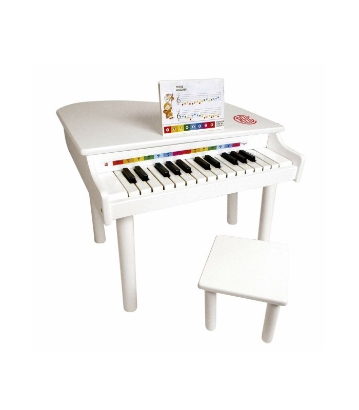 Piano à queue sur pieds Reig blanc + tabouret pour enfant