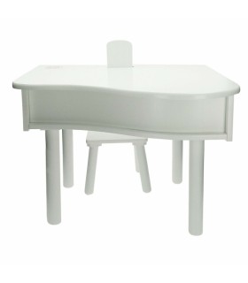 Piano à queue sur pieds Reig blanc + tabouret pour enfant