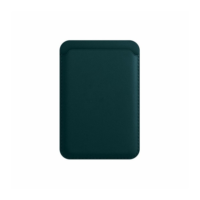porte-cartes magnétique en cuir vert pour iPhone 12 et 13