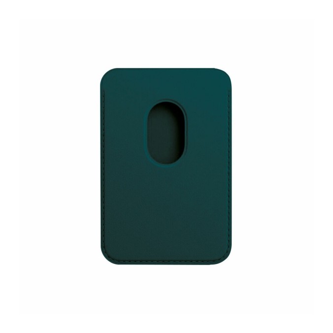 porte-cartes magnétique en cuir vert pour iPhone 12 et 13
