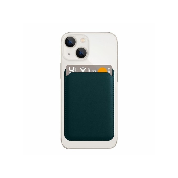 porte-cartes magnétique en cuir vert pour iPhone 12 et 13