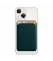 porte-cartes magnétique en cuir vert pour iPhone 12 et 13