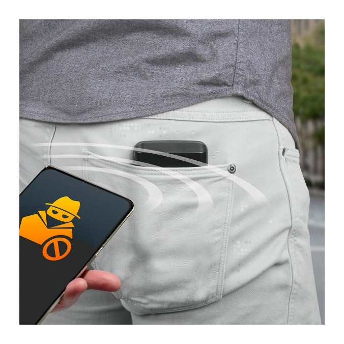 Porte-cartes noir sécurisé RFID batterie externe intégré 2 en 1