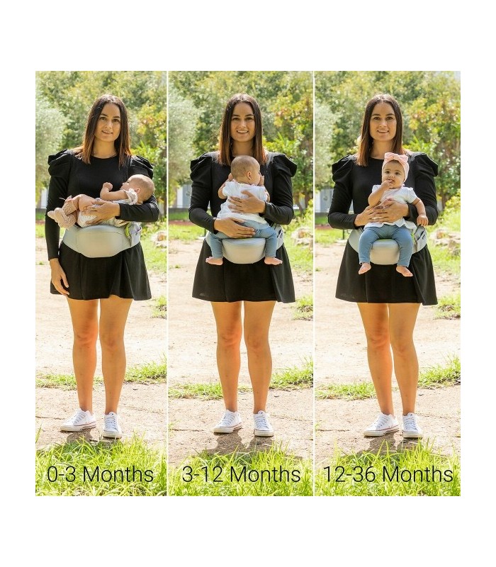 Ceinture porte-bébé évolutive grise avec 2 poches