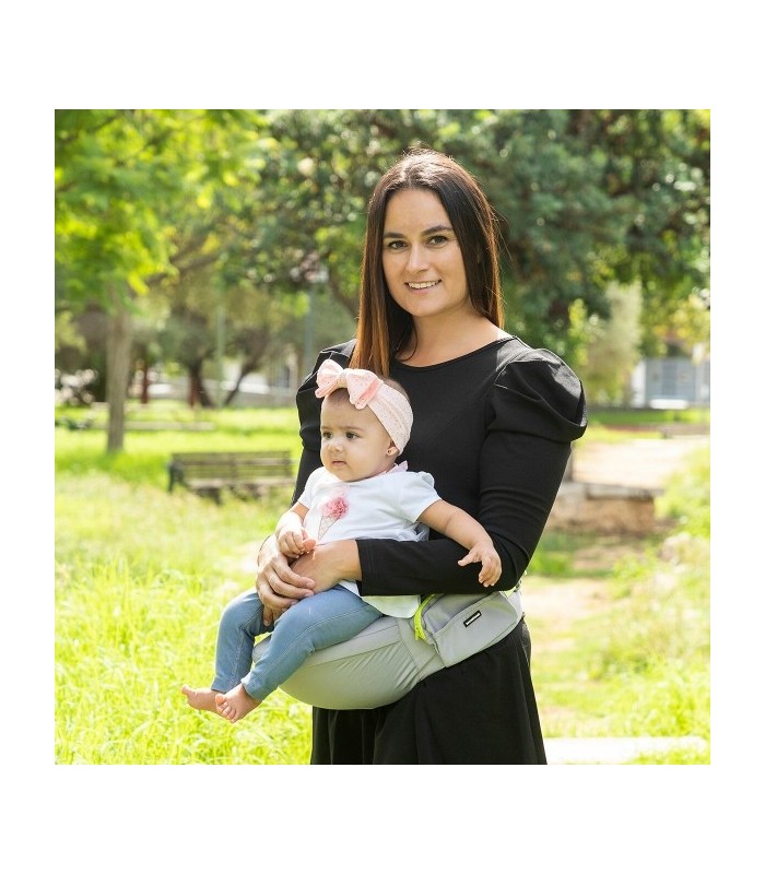 Ceinture porte-bébé évolutive grise avec 2 poches