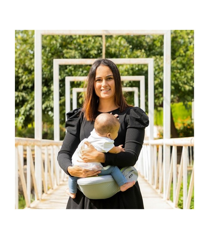 Ceinture porte-bébé évolutive grise avec 2 poches