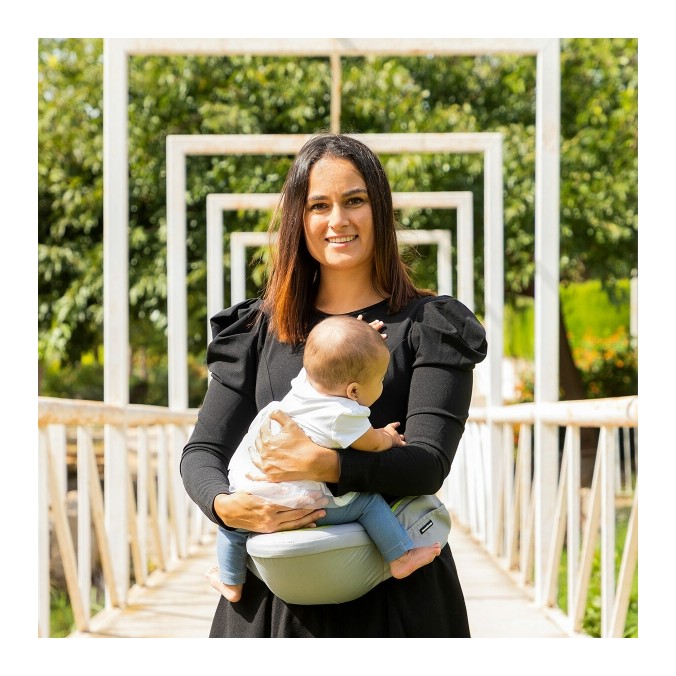 Ceinture porte-bébé évolutive grise avec 2 poches