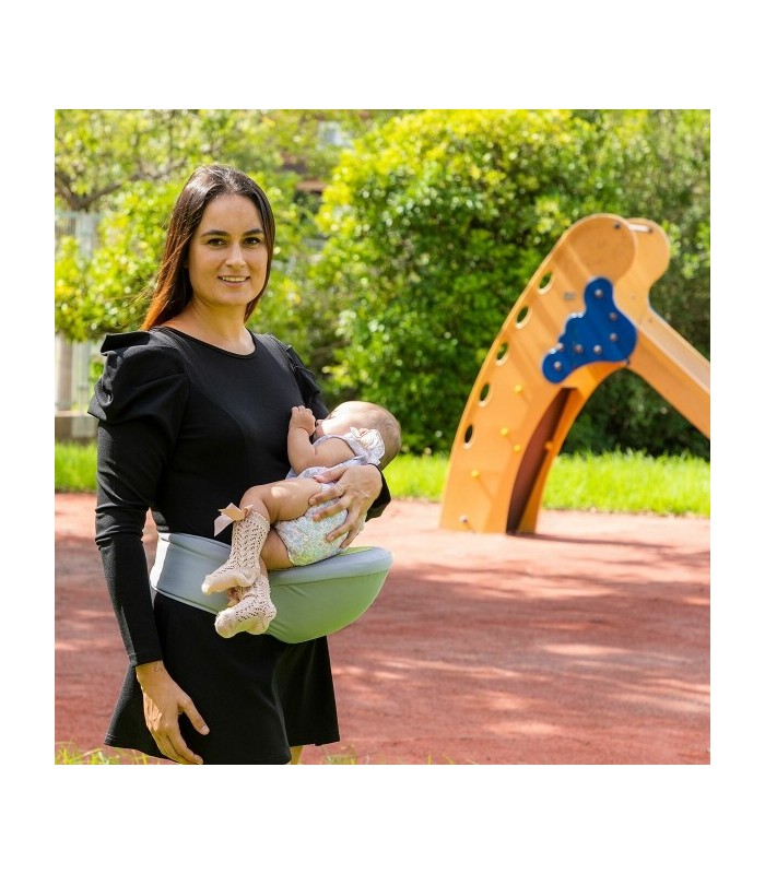 Ceinture porte-bébé évolutive grise avec 2 poches