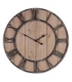 Horloge murale industrielle rustique bois 60 cm