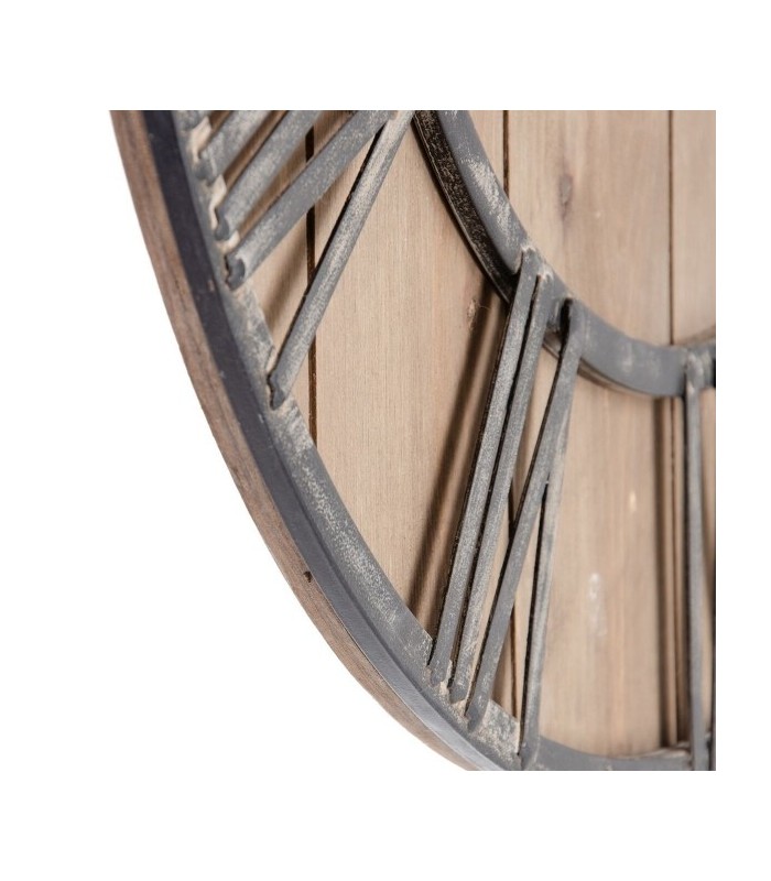 Horloge murale industrielle rustique bois 60 cm