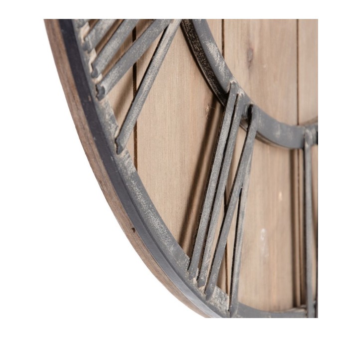 Horloge murale industrielle rustique bois 60 cm