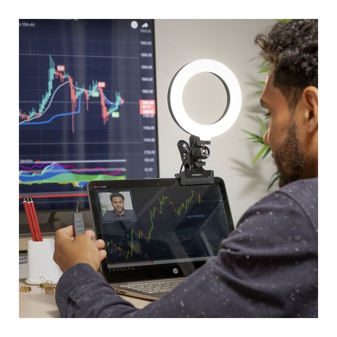 Anneau Lumineux LED Selfie avec Support Commande Intégrée