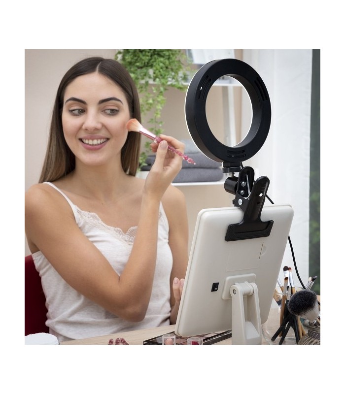 Anneau Lumineux LED Selfie avec Support Commande Intégrée
