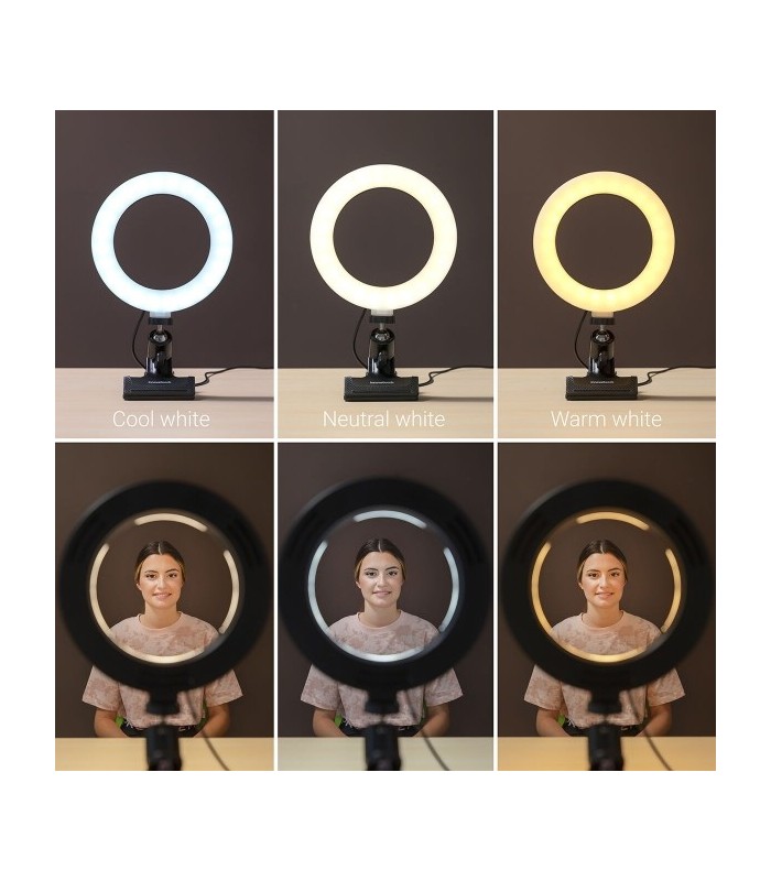Anneau Lumineux LED Selfie avec Support Commande Intégrée