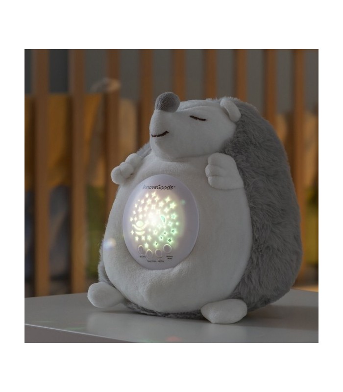 Veilleuse Hérisson en Peluche Musicale Apaisante et Projecteur d'Étoiles