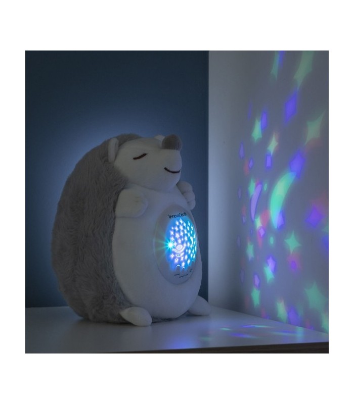 Veilleuse Hérisson en Peluche Musicale Apaisante et Projecteur d'Étoiles