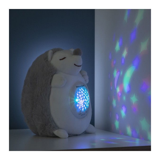 Veilleuse Hérisson en Peluche Musicale Apaisante et Projecteur d'Étoiles
