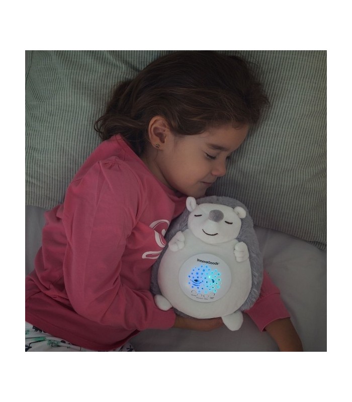 Veilleuse Hérisson en Peluche Musicale Apaisante et Projecteur d'Étoiles