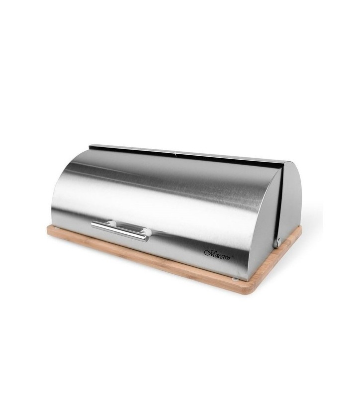 Corbeille à Pain Argenté et Bois Acier inoxydable  37 x 14 x 14 cm