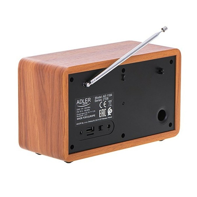 Enceinte Radio Rétro Bois Adler Noir Bluetooth 5.0