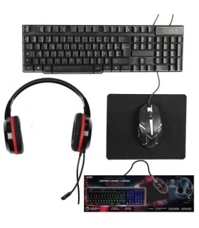 Coffret Gamer LED 4 en 1 - Clavier, Souris, Casque et Tapis