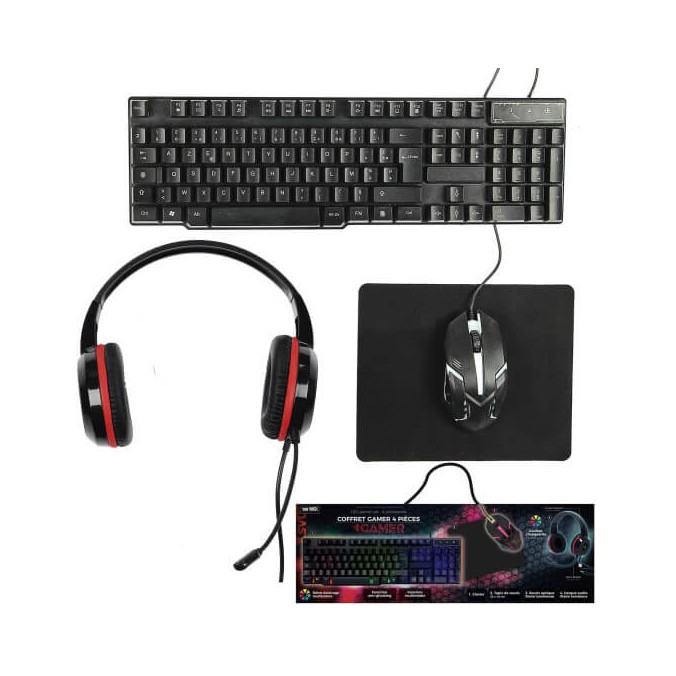 Coffret Gamer LED 4 en 1 - Clavier, Souris, Casque et Tapis