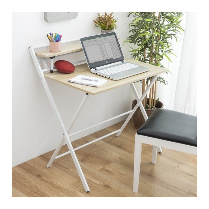 Bureau Pliable avec Étagère – Polyvalent et Gain de Place