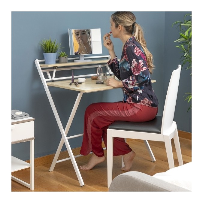 Bureau Pliable avec Étagère – Polyvalent et Gain de Place