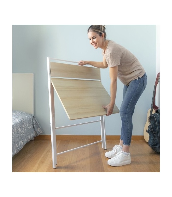 Bureau Pliable avec Étagère – Polyvalent et Gain de Place