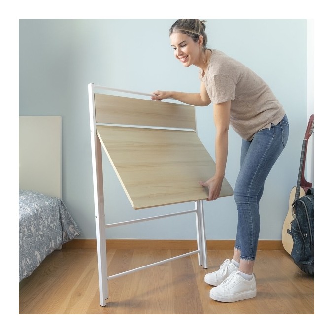 Bureau Pliable avec Étagère – Polyvalent et Gain de Place