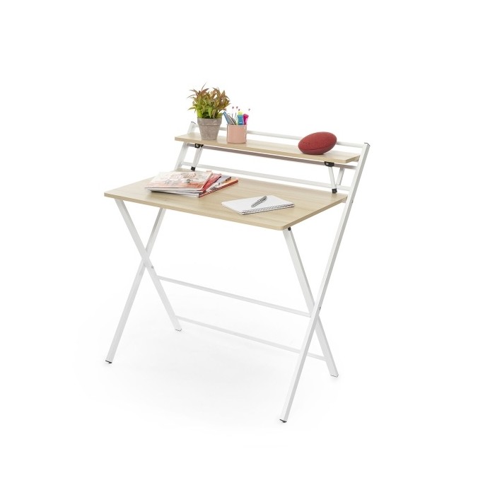 Bureau Pliable avec Étagère – Polyvalent et Gain de Place