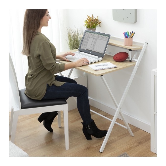 Bureau Pliable avec Étagère – Polyvalent et Gain de Place