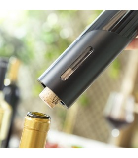 Tire-bouchon électrique noir à piles avec coupe-capsule