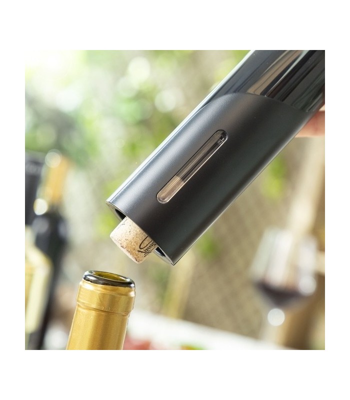 Tire-bouchon électrique noir à piles avec coupe-capsule