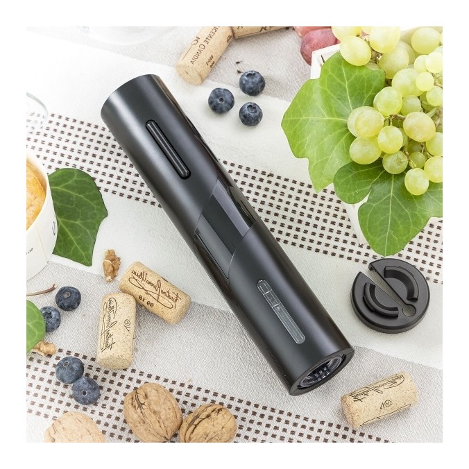 Tire-bouchon électrique noir à piles avec coupe-capsule