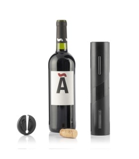 Tire-bouchon électrique noir à piles avec coupe-capsule