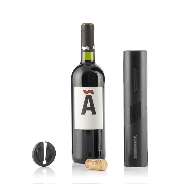 Tire-bouchon électrique noir à piles avec coupe-capsule