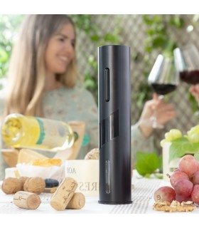 Tire-bouchon électrique noir à piles avec coupe-capsule